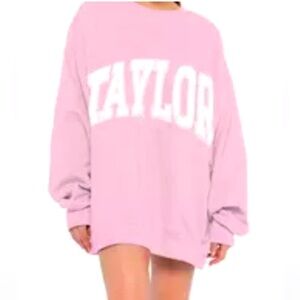 The Bar, Taylor Sweatshirt, light pink with white varsity letters